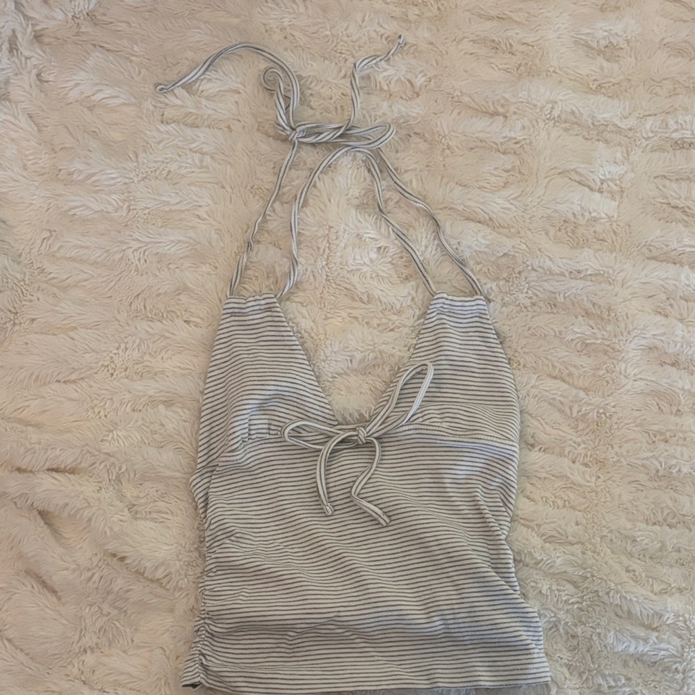Edikted Gray Striped Halter Top